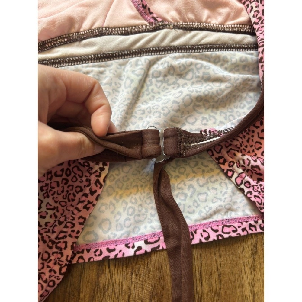 Y2k Babydoll pink cheetah leopard print haltar open back tie top Limited too - Picture 3 of 9